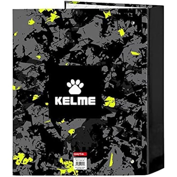 Safta KELME Jungle Folio Binder 4 ringar, idealisk för barn i olika åldrar, bekväm och mångsidig, kvalitet och Svart, lime och grå