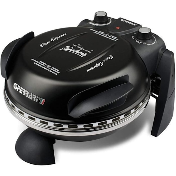 Delizia G3Ferrari Sort pizzaovn - 1200W - Temperatur op til 390°C - Ildfast sten - Timer sort
