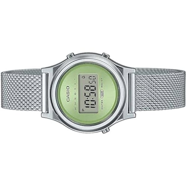 Ur - CASIO - LA700WEM-3AEF - Armbånd i Rustfrit Stål - Grøn Skive - Digital Silver, Grön