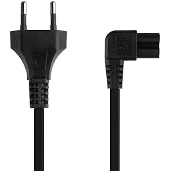 NANO CABLE kulmikas virtajohto - CEE7/16/M-C7/H - Musta - 1,8 m - 1500 W sort