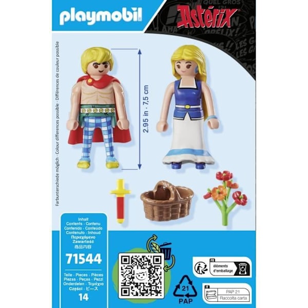PLAYMOBIL 71544 Tragicomix ja Falbala, Asterixin hahmot, 14 osaa, Sopii yli 5-vuotiaille Flerfärgad