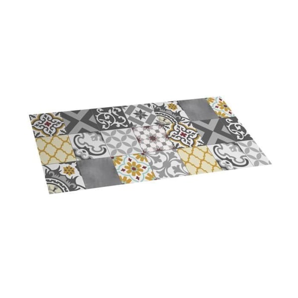 Storplanet PVC vinyylimatto Kierrätettävä Croma Patch harmaa ja keltainen 50 x 110 cm