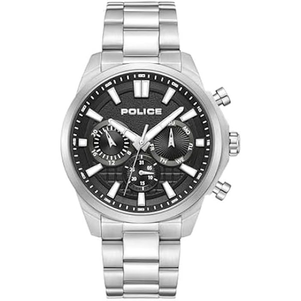 Ur - POLICE - Mod. PEWJK0021001 - Rustfrit stål - Vandbeskyttelse 5 ATM - Analogisk Svart