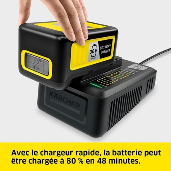 Batteri KARCHER POWER 36V / 2,5 Ah med LCD-skærm og hurtigoplader gult och svart