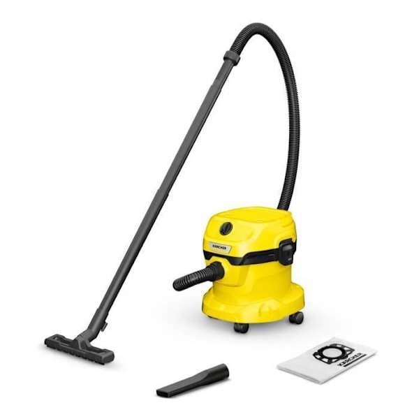 Støvsuger uden pose - KARCHER - WD 2 Plus V-12/4/18 - 1000 W - Tør&våd - 12 L Sort, Gul