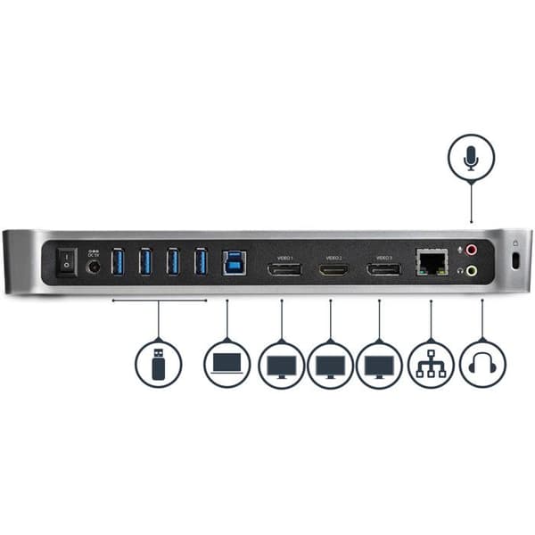 USB 3.0 docking station - STARTECH.COM - Triple display - 4K - For laptop - Black