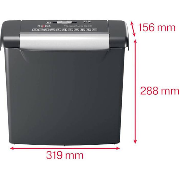 Papirmakulator - Rexel - Momentum S206 - P-2 - 6 mm - 9 L kurv sort