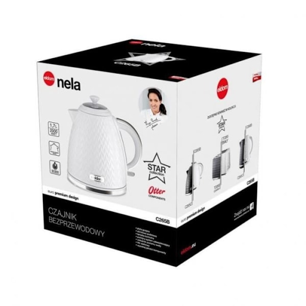 Eldom Trådløs kedel C265B 1,7 l, 2000 W, hvid, stjernen i dit køkken - 5908277385286