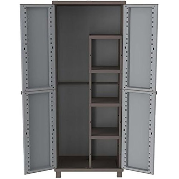 Indendørs og udendørs garderobe - TERRY - Model 368 - 2 døre - Genbrugsplast - Design i rattaneffekt Grå