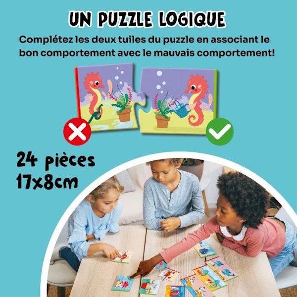 Utbildningsspel - GEOMAG - Ekologiskt pussel Spara vatten - Mini-utbildningspussel - Vattenbevarande Flerfärgad