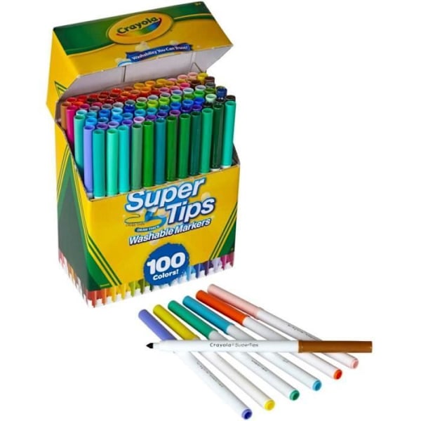 Markörer - Crayola - 100 stycken - Super-tip - Flerfärgad - För barn från 3 år Flerfärgad