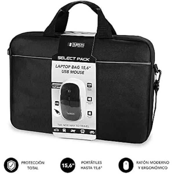 SUBBLIM Select Pack 15,6" bærbar taske med USB-kablet mus