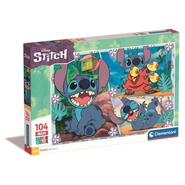 Puzzle Stitch 104 brikker Maxi, Til børn fra 3 år, Temat tegnefilm, CLEMENTONI