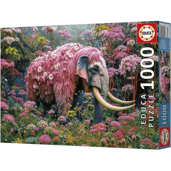 Puslespil - EDUCA - Blomster Elefant - 1000 brikker - 48x68 cm - Til voksne - Dyr