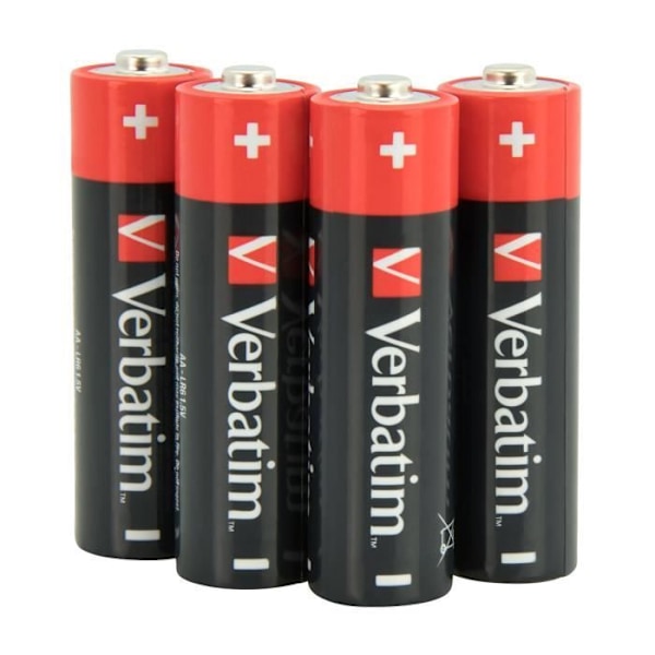 Verbatim AA alkaliske batterier, alkaliske, cylindriske, 1,5 V, 10 stk., AA, sorte, røde