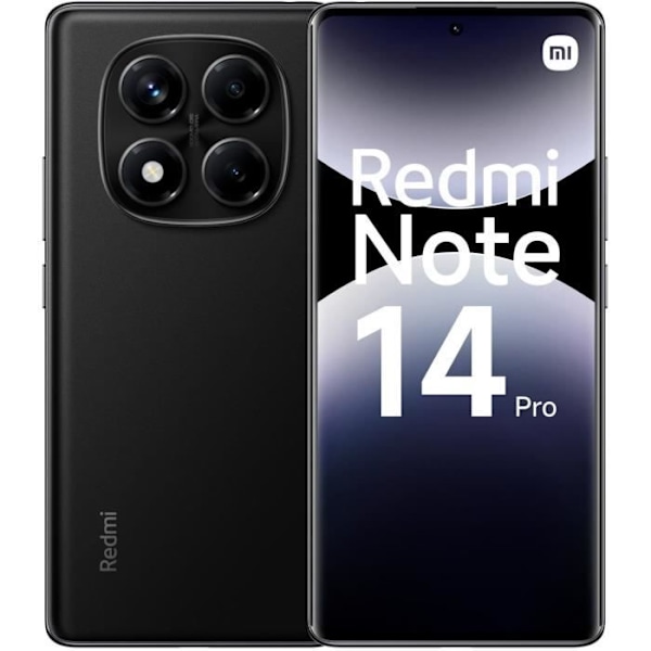 XIAOMI - Redmi Note 14 Pro - 8 Gt + 256 Gt - Keskisyvän musta Sort sortid