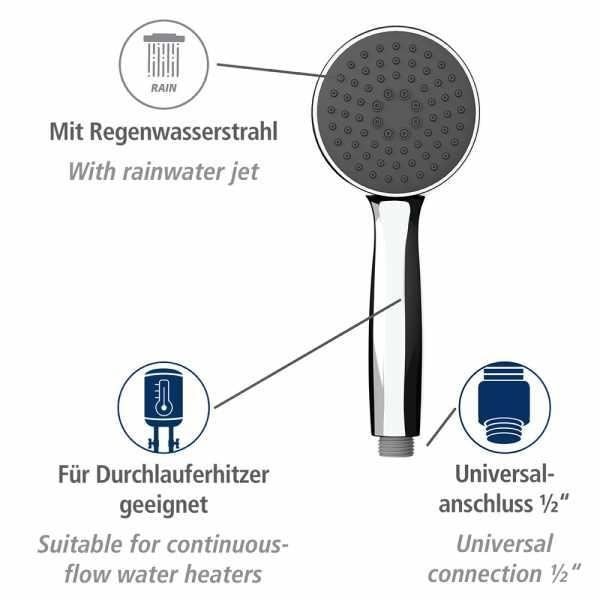 WENKO Bruserhoved Basic, nem rengøring af kalk, Plast, ø10 cm, grå