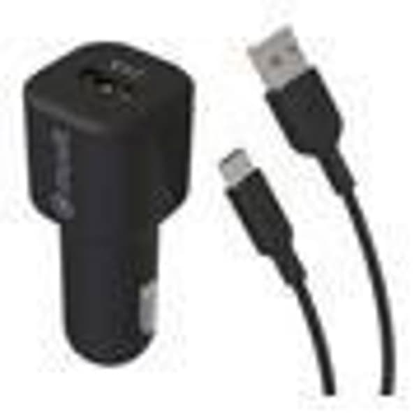 MUVIT FOR CHANGE 12W autolaturi + USB C -kaapeli - 1,2 m - musta Sort