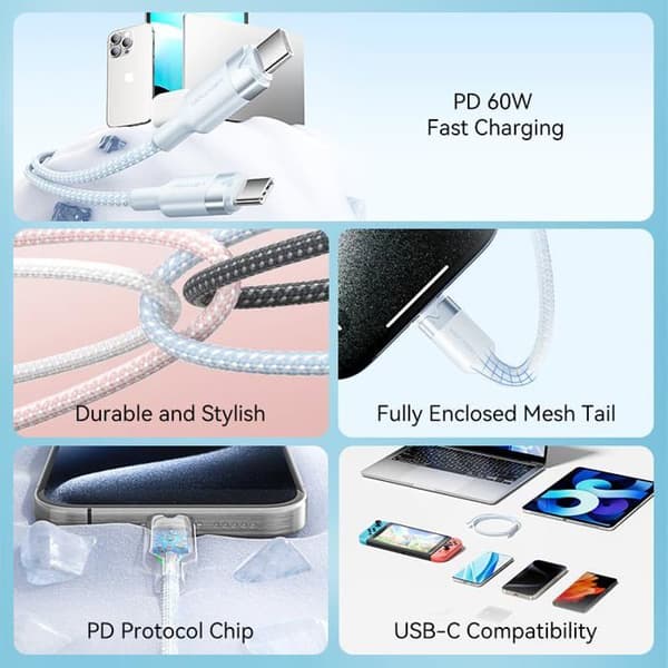 USB-C-kabel - Vention - 2 m - Multifarvet - TRDWH - Let - Kompakt