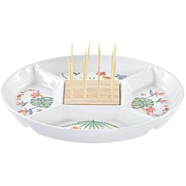 Forretsbakke - DKD Home Decor - Flerfarvet - Bambus og stentøj - 23,5 x 23,5 x 7 cm - Firkantet mångfärgad