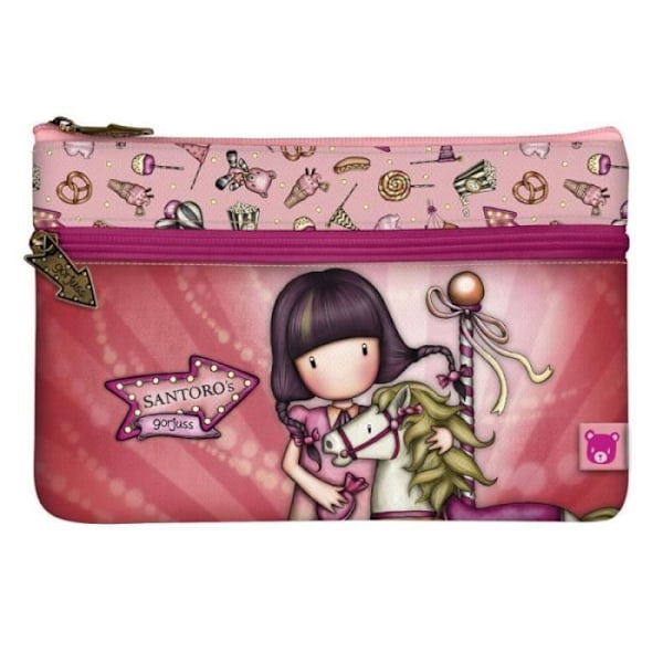 Skolepunge - Gorjuss - Carousel - Laks - Polyester - 23,4 x 15,5 x 1,5 cm Lax