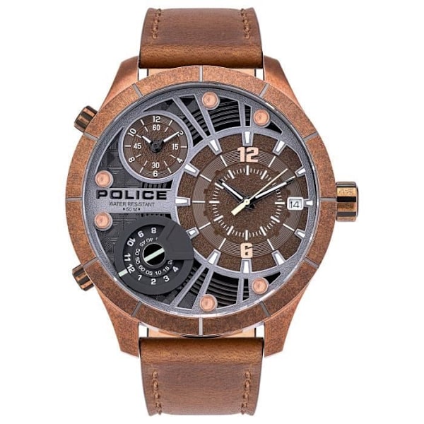 Ur - Politi - PL15662XSQR.12 - Kvarts - Læder - Chic rosaguld, Brun