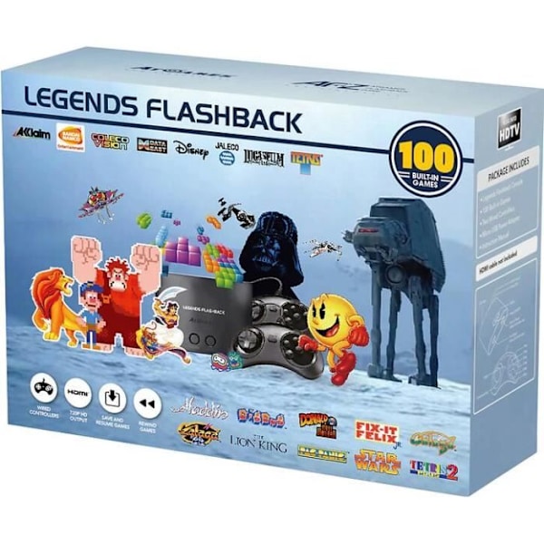 Konsol Rétrogaming - Atgames - Legends Flashback - 100 spil - HDMI - Sort sort