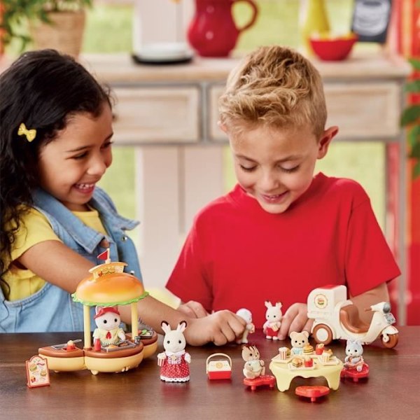 Catering Game - SYLVANIAN FAMILIES - Hamburgerställ - Latte Cat Dad and Scooter Flerfärgad