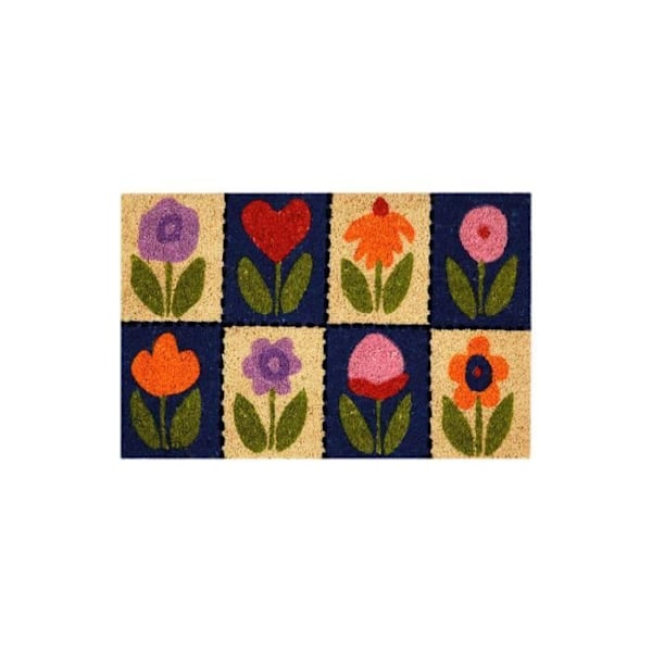 GENERISK Dørmåtte - Blomstermodel - Kokosfiber - 60x40cm - Rektangulær - Assorterede farver Blandad