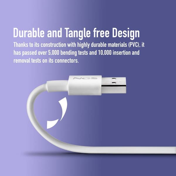 USB A til USB C hurtigladekabel - NGS - ZYRO-AC HVID - 1 m - 15W - 480 Mbps