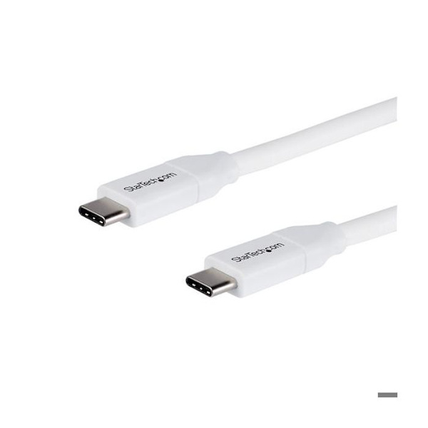 STARTECH USB-C til USB-C kabel - 2m - Strømforsyning 5A - Hvid