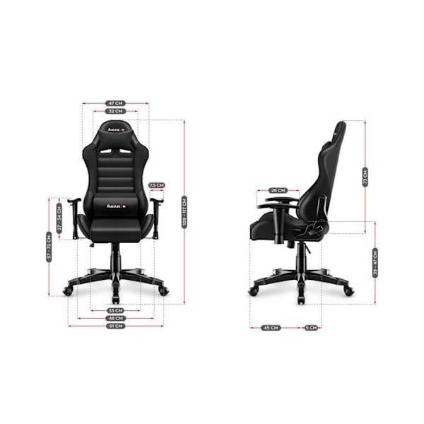 HUZARO Ranger 6.0 sort Gaming Stol Ergonomisk Justerbar Højde Vippende Lændestøtte sort