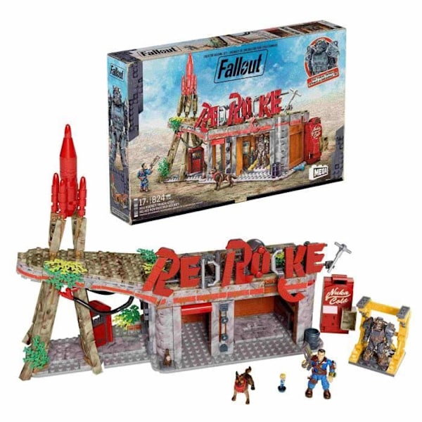 MEGA Coffret Relais Routier Red Rocket Fallout, 824 osaa, 2 liikkuvia hahmoa ja tarvikkeet HXT00
