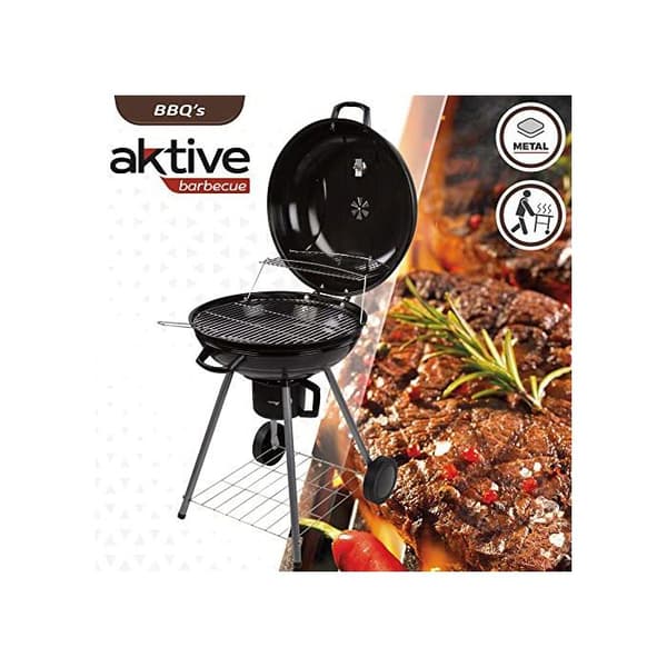 Kulgrill - Bærbar - Ø57cm - Metal - Ventilation - Askeholder - Termometer Sort