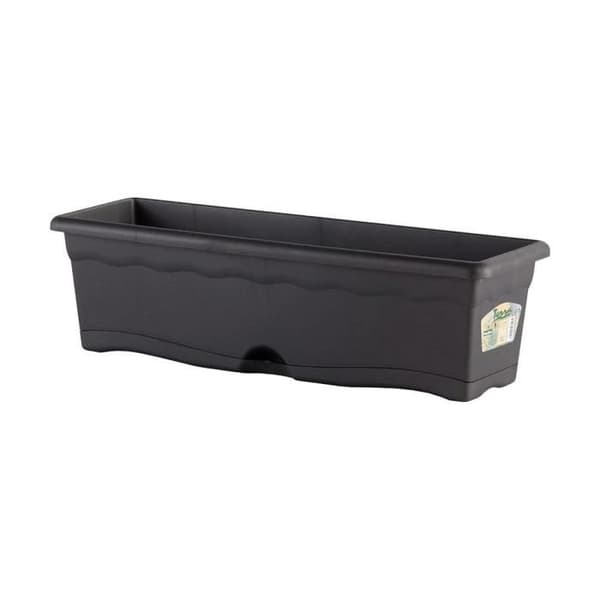 PLASTIKEN Rektangulär kruka - 80 X 20 cm med bricka - Antracit Antracit