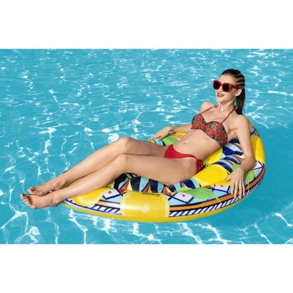 Oppustelig ø - BESTWAY - Splash of Sicily - PVC - Gul - 171 x 89 cm - Maksimal belastning 90 kg - Sikkerhedsventiler