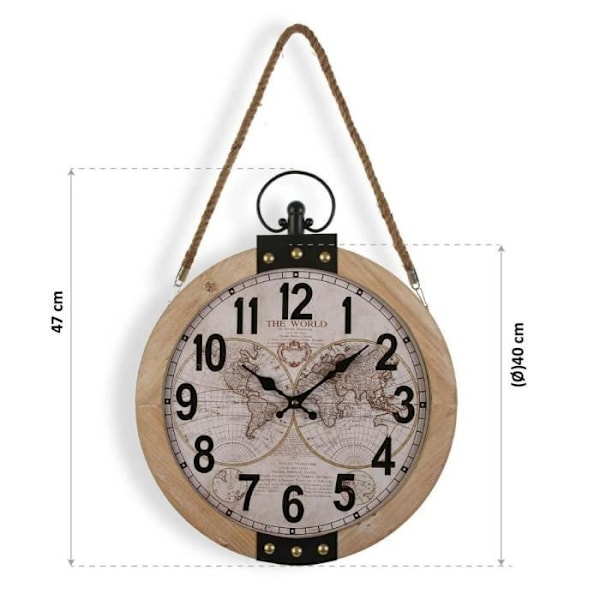 seinäkello versa mapamundi 40 x 6,5 x 47 cm mdf puuta