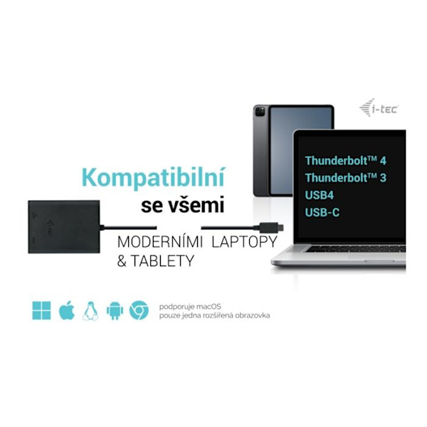 i-tec HDMI USB-C dobbelt videoadapter 4K/60Hz (enkelt 8K/30Hz)