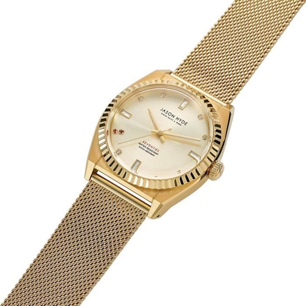 Damklocka - Jason Hyde - Ruby-eigth - Armband i rostfritt stål - Guldurtavla - Quartz Urt.