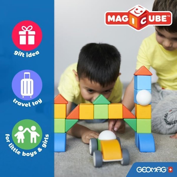 Magnetiska block - GEOMAG - Magicube 060 - 6 bitar - Stapelbara - Återvunnen plast