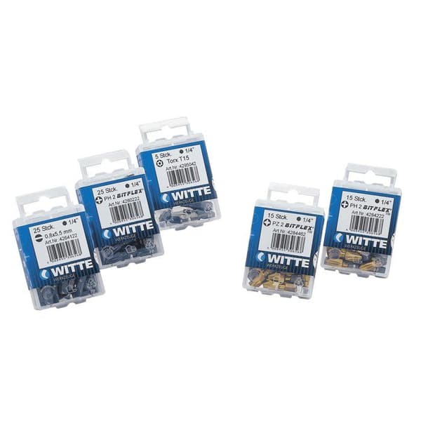 Skruetrækkerbits - Witte - 50 mm - PH 2 - 5 enheder - Stål - Plastboks - Præcision