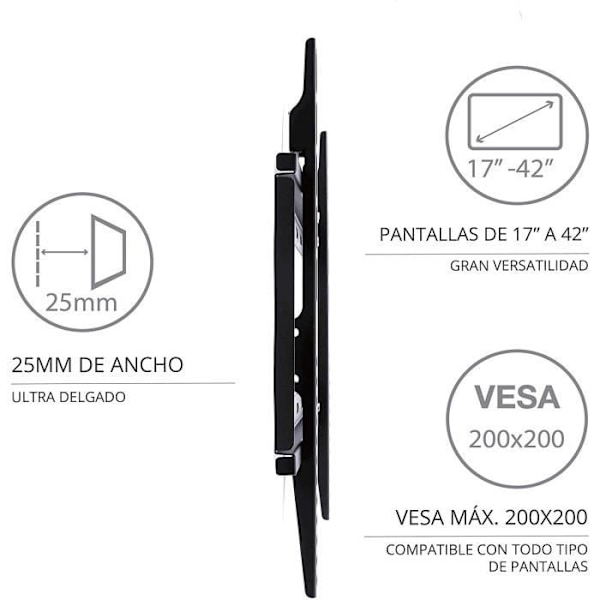 TM Electron tmslc109s – Universellt väggfäste för TV, Färg Svart 2064