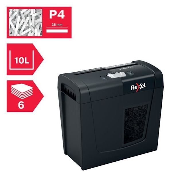 Dokumentfjerner - Rexel - Secure X6 - Krydsklip - 6 ark - 10 liter