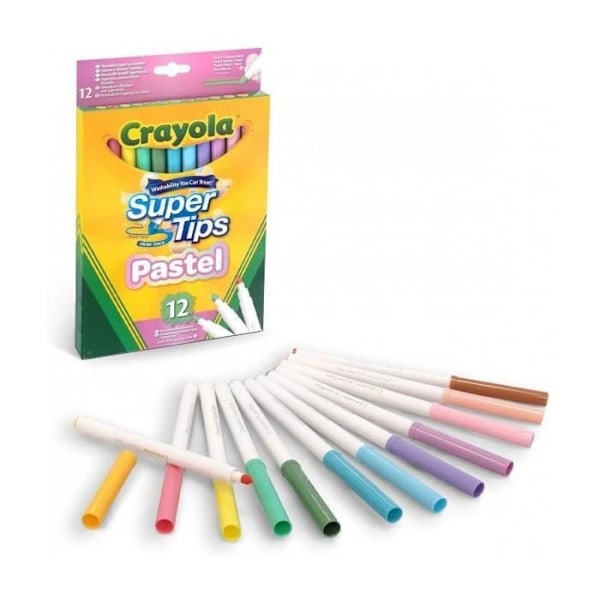 Markører - CRAYOLA - Vaskbar pastel - 12 stykker - Medium spids - Uigennemsigtig 12 assorterede pastelfarver