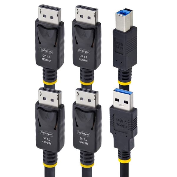 KVM-kabel - STARTECH.COM - DisplayPort USB - 4K 60Hz - 5Gbps - 1,8m Sort