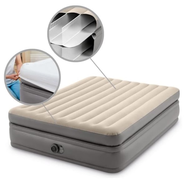 Intex uppblåsbar madrass - Prime Comfort - 2 personer - 152x203x51 cm - Grå Grå