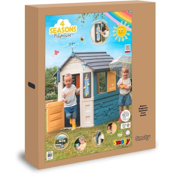 Smoby Barn för barn 4 Säsonger - Pedagogisk stuga - Lekaktiviteter med tema Väder - Tillverkad i Frankrike