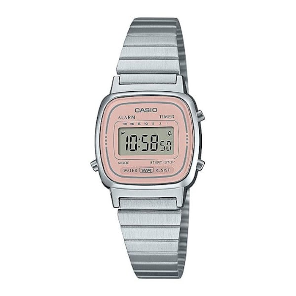 Casio Ur - Kvinder - LA670WEA-4A2EF - Rustfrit stål - Sølv - Rosa Pengar