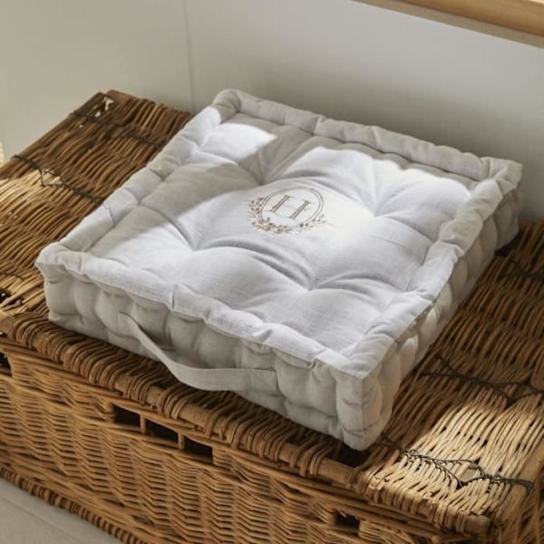 Gulvpude - I DAG - CHARME - Slub x Chambray x Broderie Berenice - 40 x 40 x 10 cm