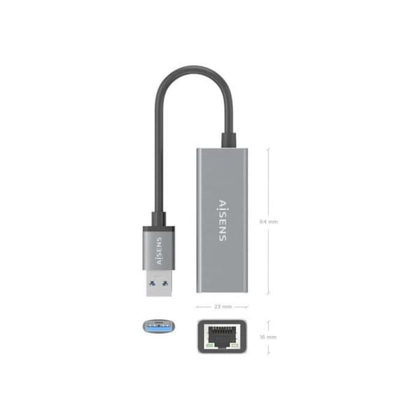 Netværkskabel - AISENS - A106-0897 - USB 3.0 til Gigabit Ethernet - 15 cm - Grå